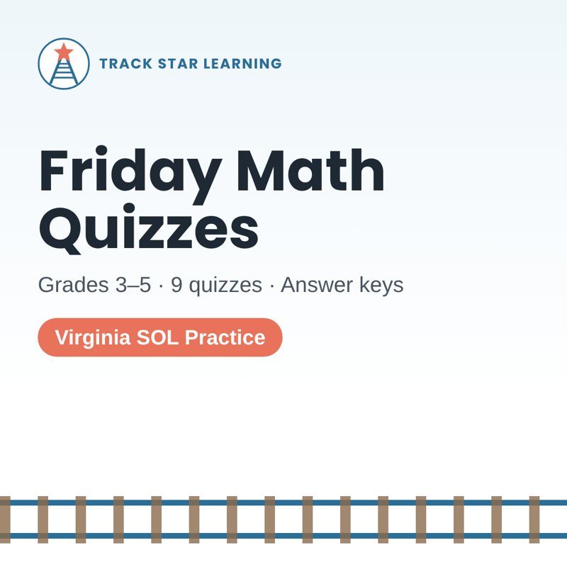 Friday Math Quizzes Grades 3 to 5 cover
